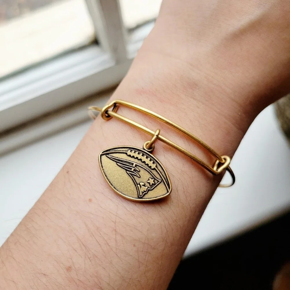 Alex & Ani 2014 NFL New England Patriots Football Gold Bangle Bracelet